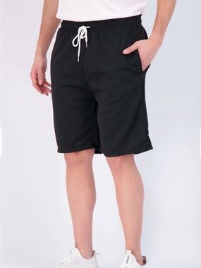 Men’s 9” XL Black French Terry Casual Shorts